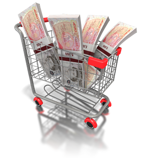 shopping cart money
